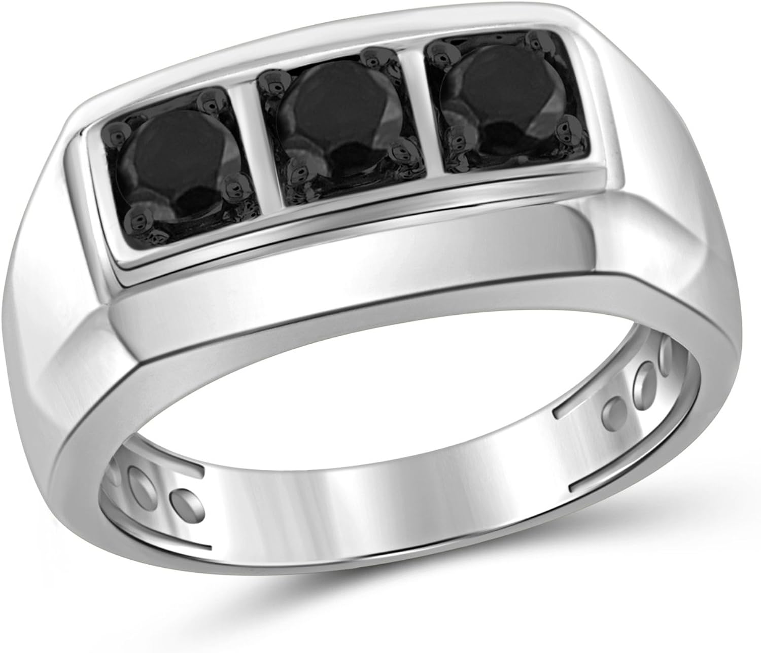 00 克拉总重 黑钻纯银三石男士戒指